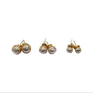 18k Gold Filled Crowned Pearl Medium 8mm Stud Earrings